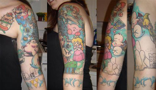 Girl Full Sleeve Video Game Tattoo