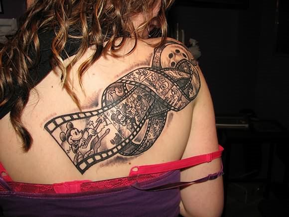 Girl Right Back Shoulder Cinema Tattoo