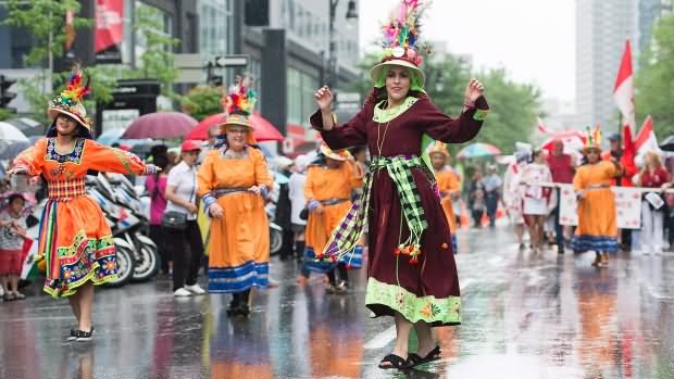 Girls Dancing During Canada Day Parade