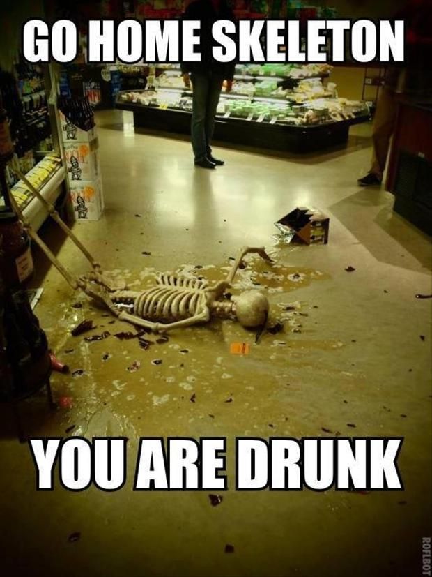 Go Home Skeleton You Are Drunk Funny Amazing Meme Image