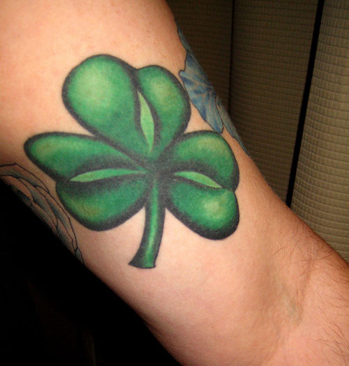 Green Clover Leaf Irish Tattoo