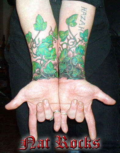 Green Ink Ivy Vine Tattoo On Both Wrist
