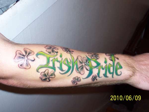 Green Irish Pride Tattoo On Right Arm