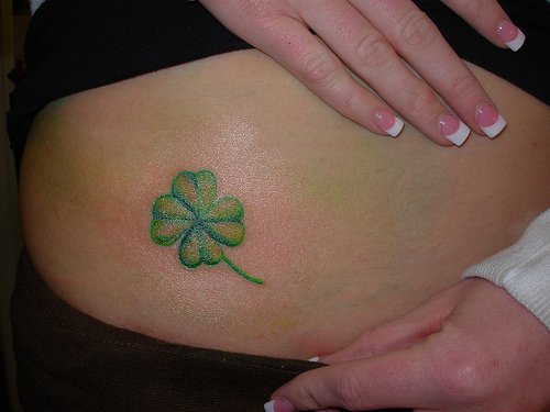 Green Irish Tattoo On Hip