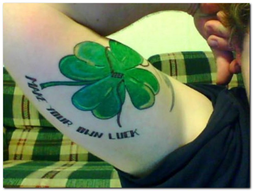 Green Irish Tattoo On Inner Bicep