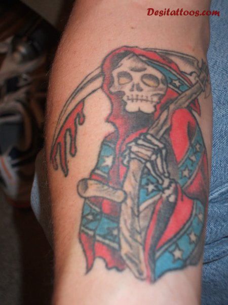 Grim Reaper Country Tattoo On Arm