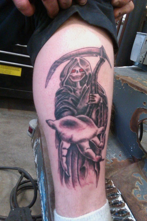 Grim Reaper Tattoo Design For Leg