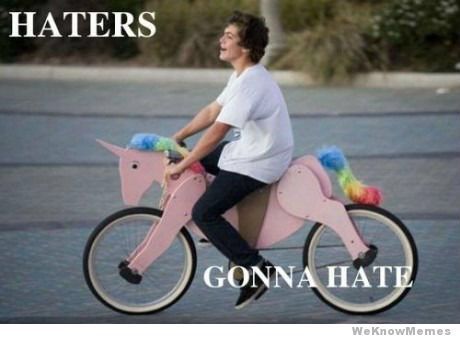 Haters Gonna Hate Funny Bicycle Meme Image