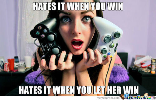 Hates It When You Win Funny Girl Meme Picture