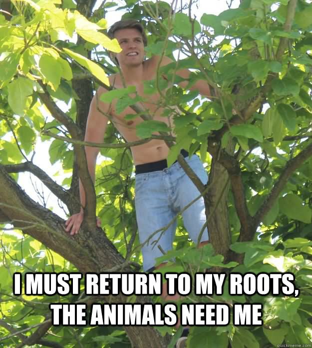 I Must Return To My Roots The Animals Need Me Funny Tree Meme Picture