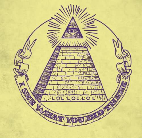 Illuminati Eye Pyramid With Banner Tattoo Design