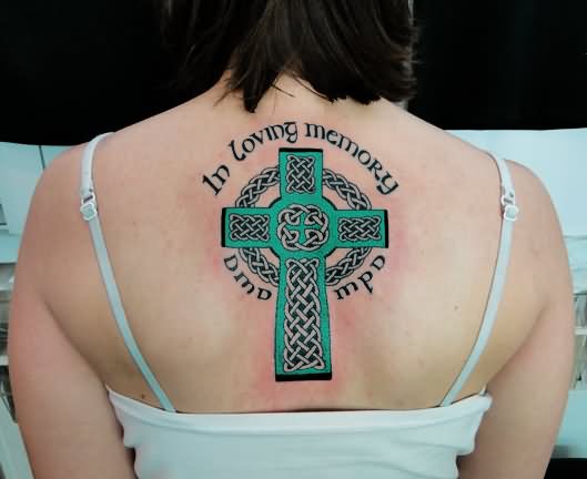 In Loving Memory Irish Tattoo On Upper Back
