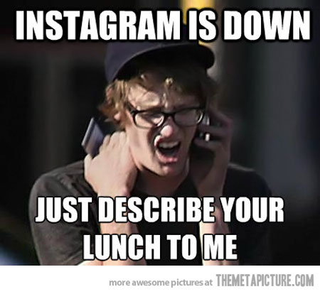 Instagram Is Down Just Describe Your Lunch To Me Funny Sad Meme Photo For Whatsapp
