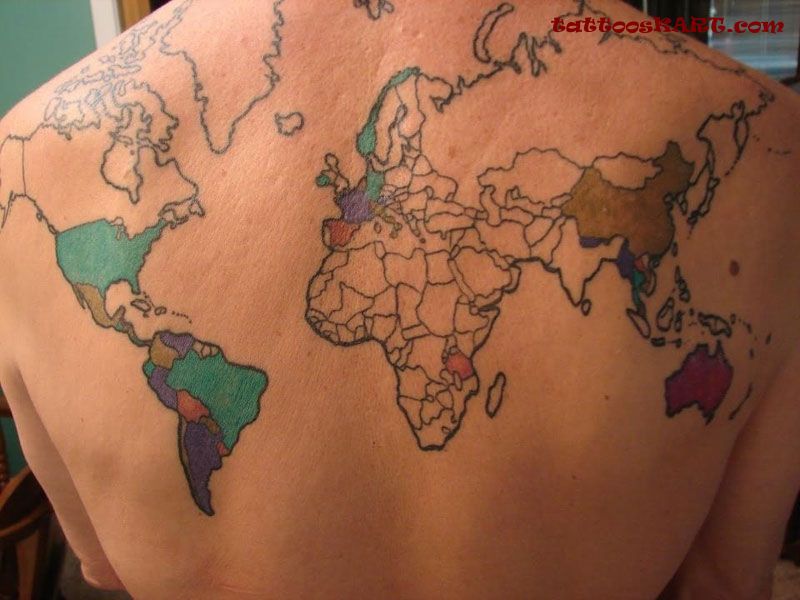 International Flag Tattoos On Upper Back