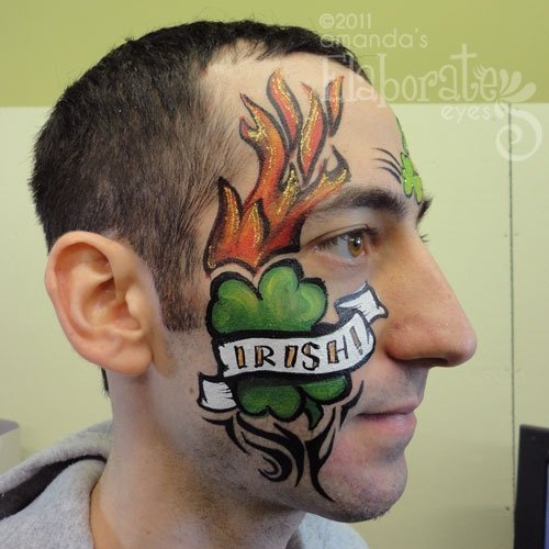 Irish Clover Leaf Tattoo On Face
