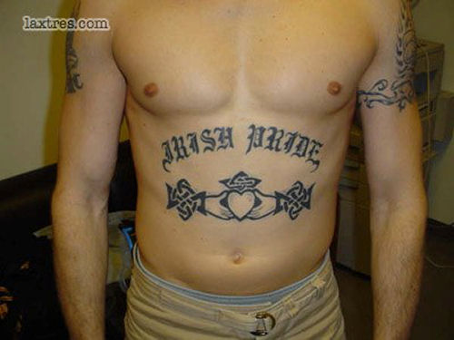 Irish Pride Claddagh Tattoo On Stomach