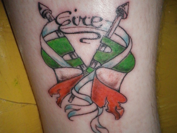 Irish Pride Flags Tattoo On Bicep