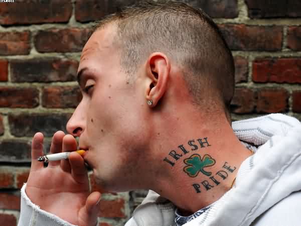 Irish Pride Tattoo On Side Neck