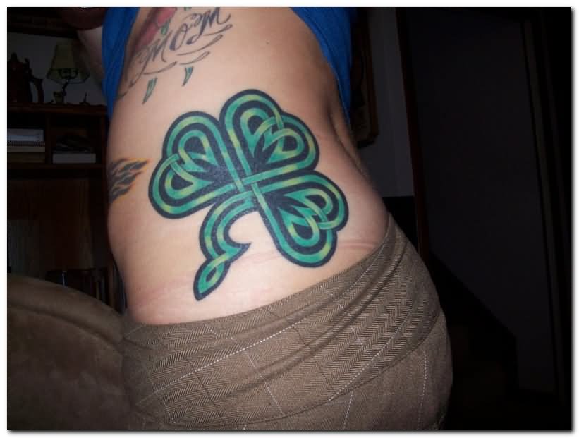 Irish Tattoo On Girl Side Rib