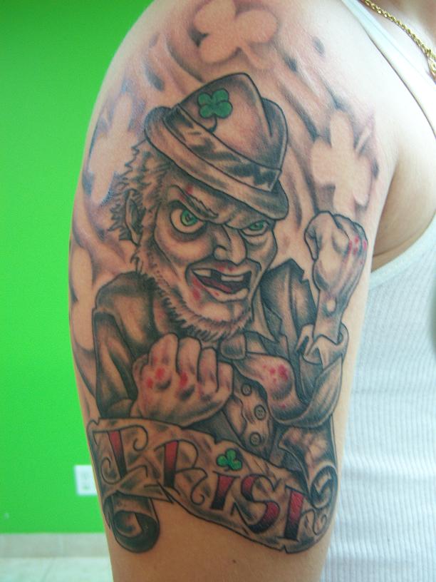 Irish Tattoo On Man Right Half Sleeve