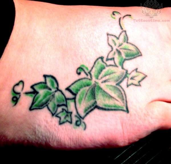 Ivy Leaves Tattoo On Foot