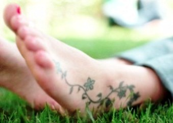 Ivy Vine Tattoo On Girl Left Foot