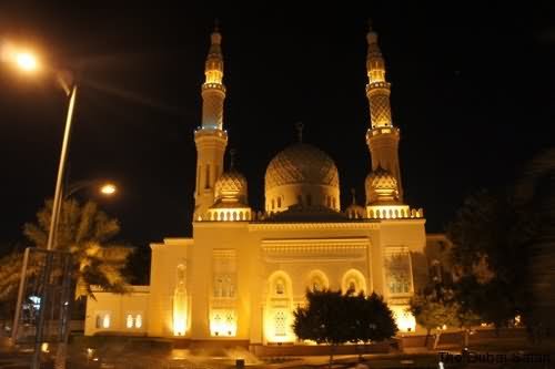 Jumeirah Mosque Dubai Night Picture
