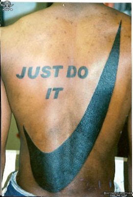 Just Do It Sports Tattoo On Full Back