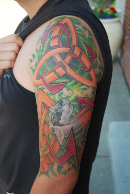 Left Half Sleeve Knot Irish Tattoo