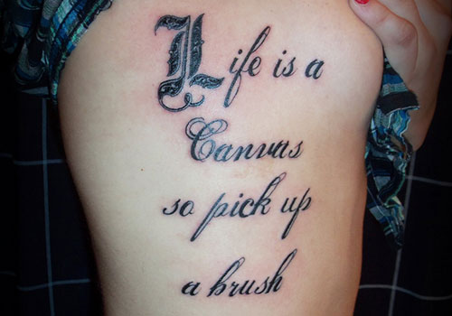 Life Is A Canvas So Pick Up A Brush Literary Tattoo Design For Half Sleeve