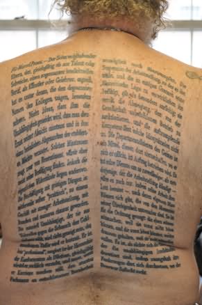 Literary From Book Tattoo On Full Back