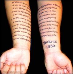 Literary Tattoo On Both Sleeve