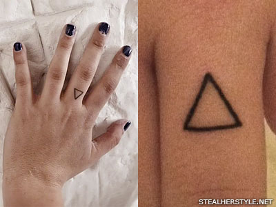 Little Triangle Tattoo On Girl Finger
