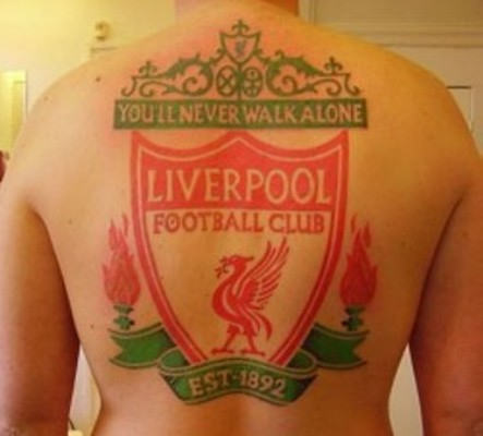 Liverpool Football Club Sports Tattoo On Back