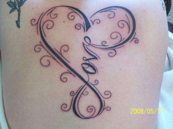 Love Word Heart Tattoo Design