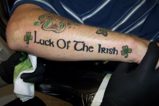 Luck Of the Irish Tattoo On Right Forearm