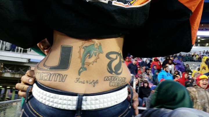 Miami Sports Tattoo On Lower Back