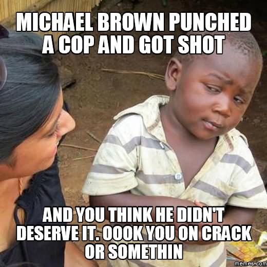 Michael Brown Punched A Cop And Got Shot Funny Cop Meme Picture