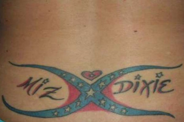 Miz Dixie Country Tattoo On Lower Back