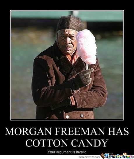 Morgan Freeman Has Cotton Candy Funny Meme Image