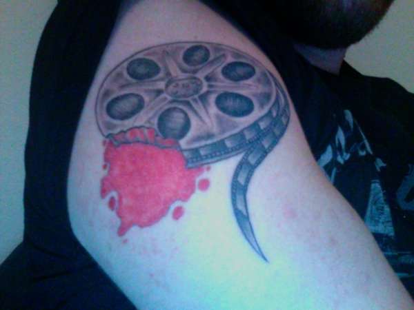 Movie Reel Cinema Tattoo On Shoulder