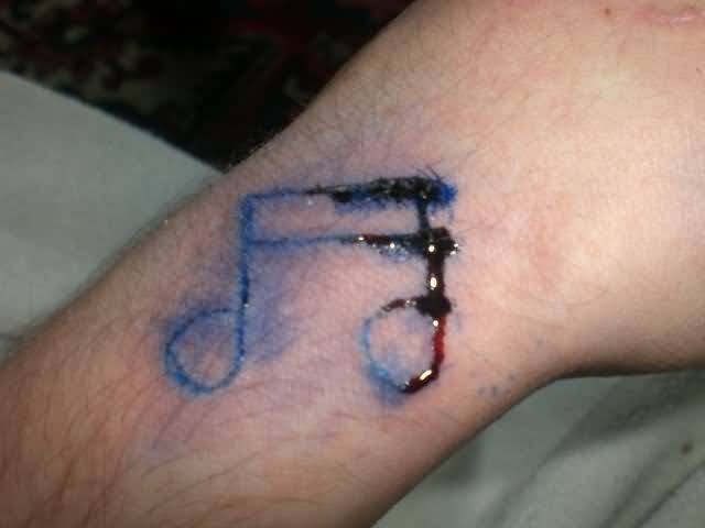 Music Note Homemade Tattoo On Wrist