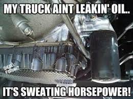 My Truck Aint Leakin' Oil Funny Truck Meme Image