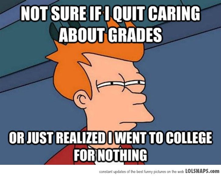 Not Sure If I Quit Caring About Grades Funny Scary Meme Image