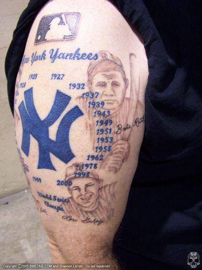 Ny Yankees Sports Tattoo On Right Half Sleeve