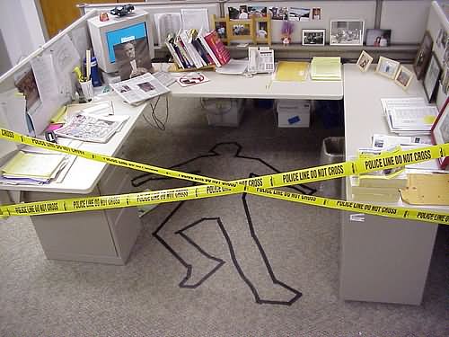 Office Crime Scene For April Fool Day Funny Prank Picture