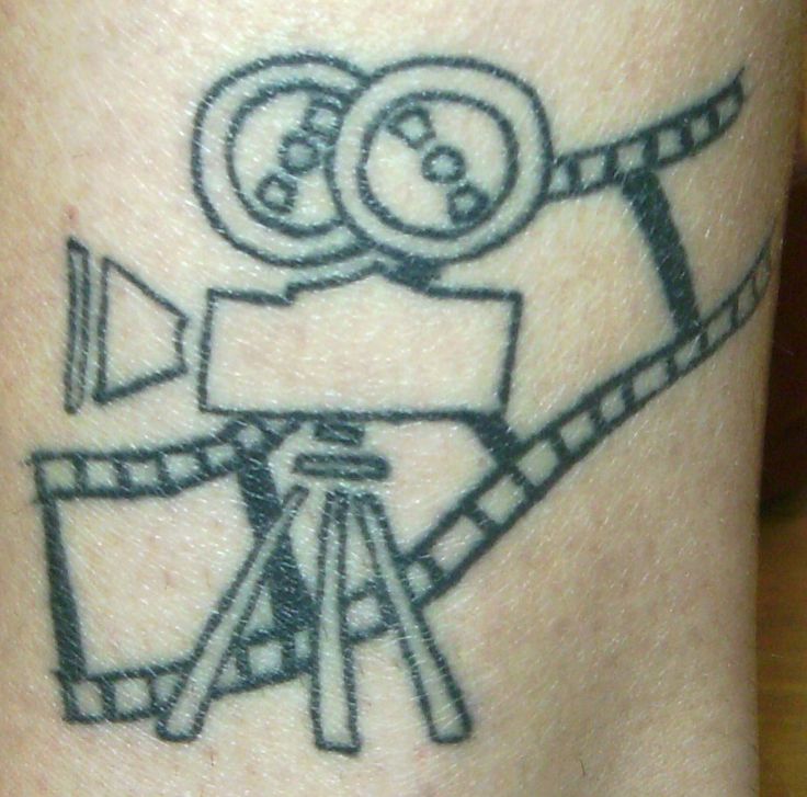 Outline Camera And Film Reel Cinema Tattoo