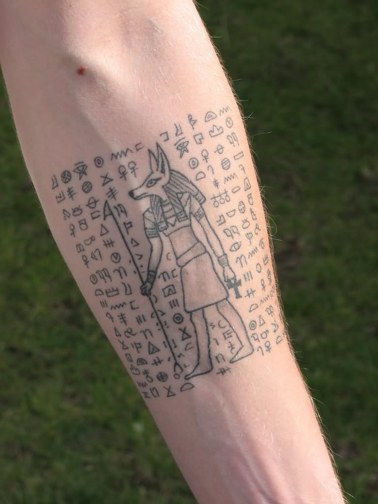 Outline Egyptian Tattoo On left Forearm