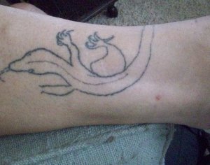 Outline Lizard Homemade Tattoo
