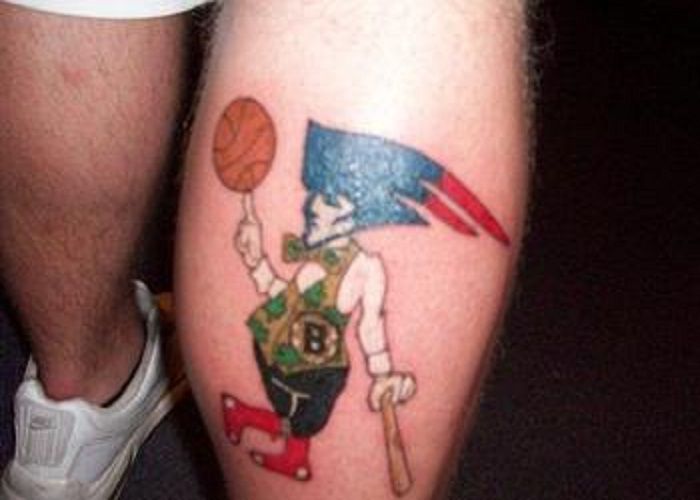 Patriotic Sports Tattoo On Leg Calf
